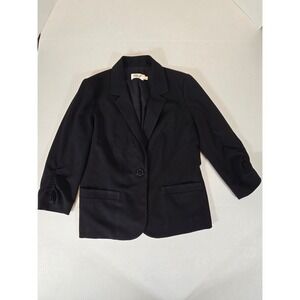 Eliza J Black Blazer‎ Ruched 3/4 Sleeves Career Jacket Small